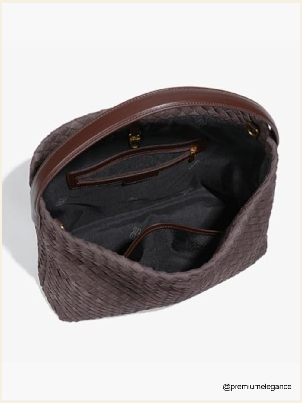 Women's Woven Suede Slouchy Tote Hobo Bag Shoulder Purse - Picture 3 of 7
